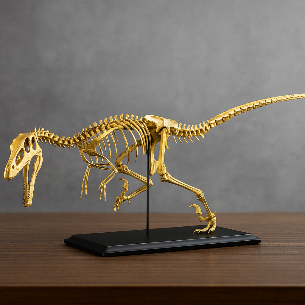 Life-Size Velociraptor mongoliensis Fossil & Stand