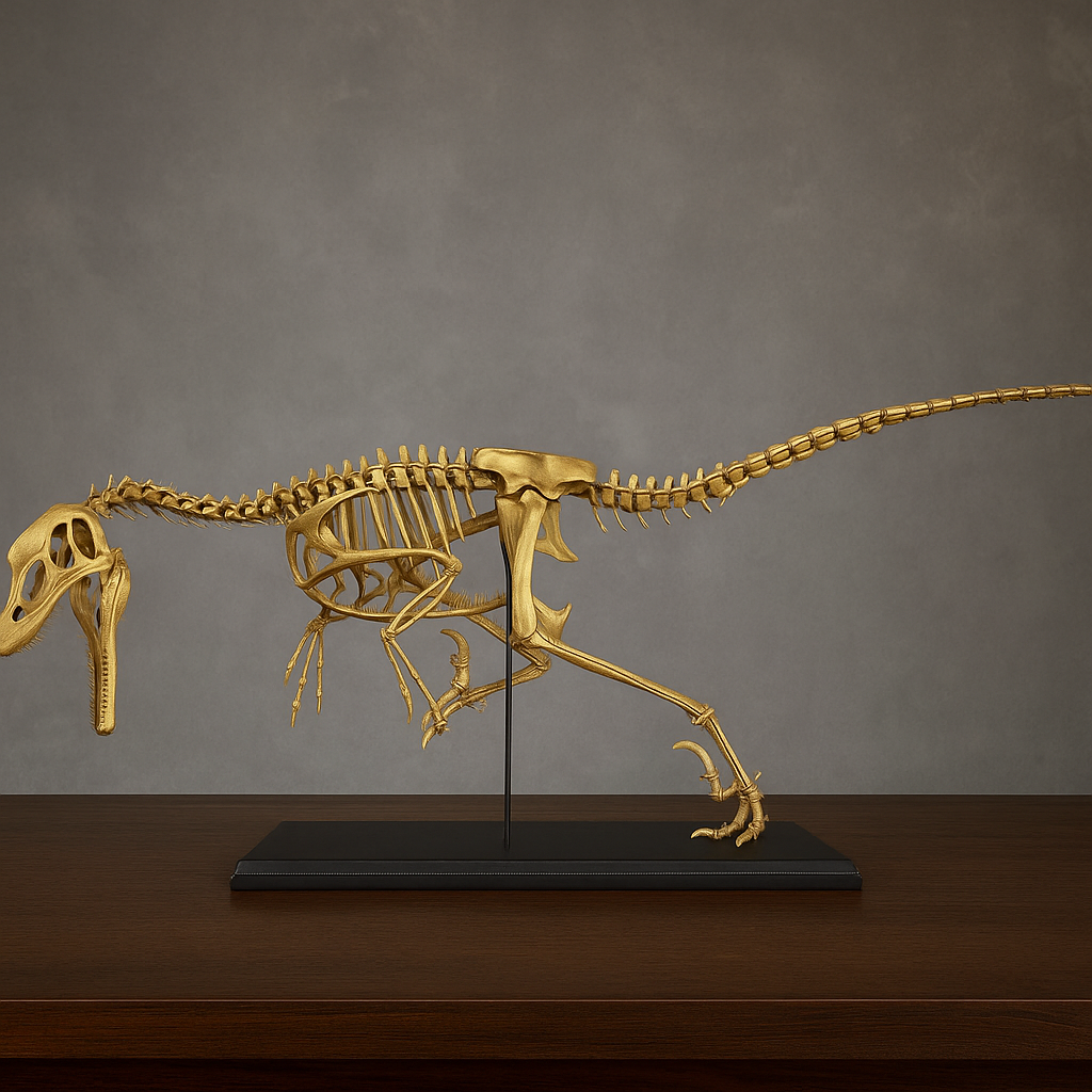 Life-Size Velociraptor mongoliensis Fossil & Stand